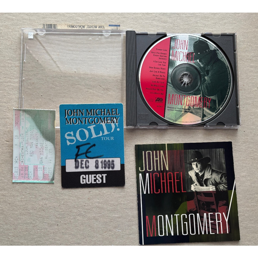 1995-John Michael Montgomery-Self Titled CD-WITH 1995 GUEST PASS TICKET STUB